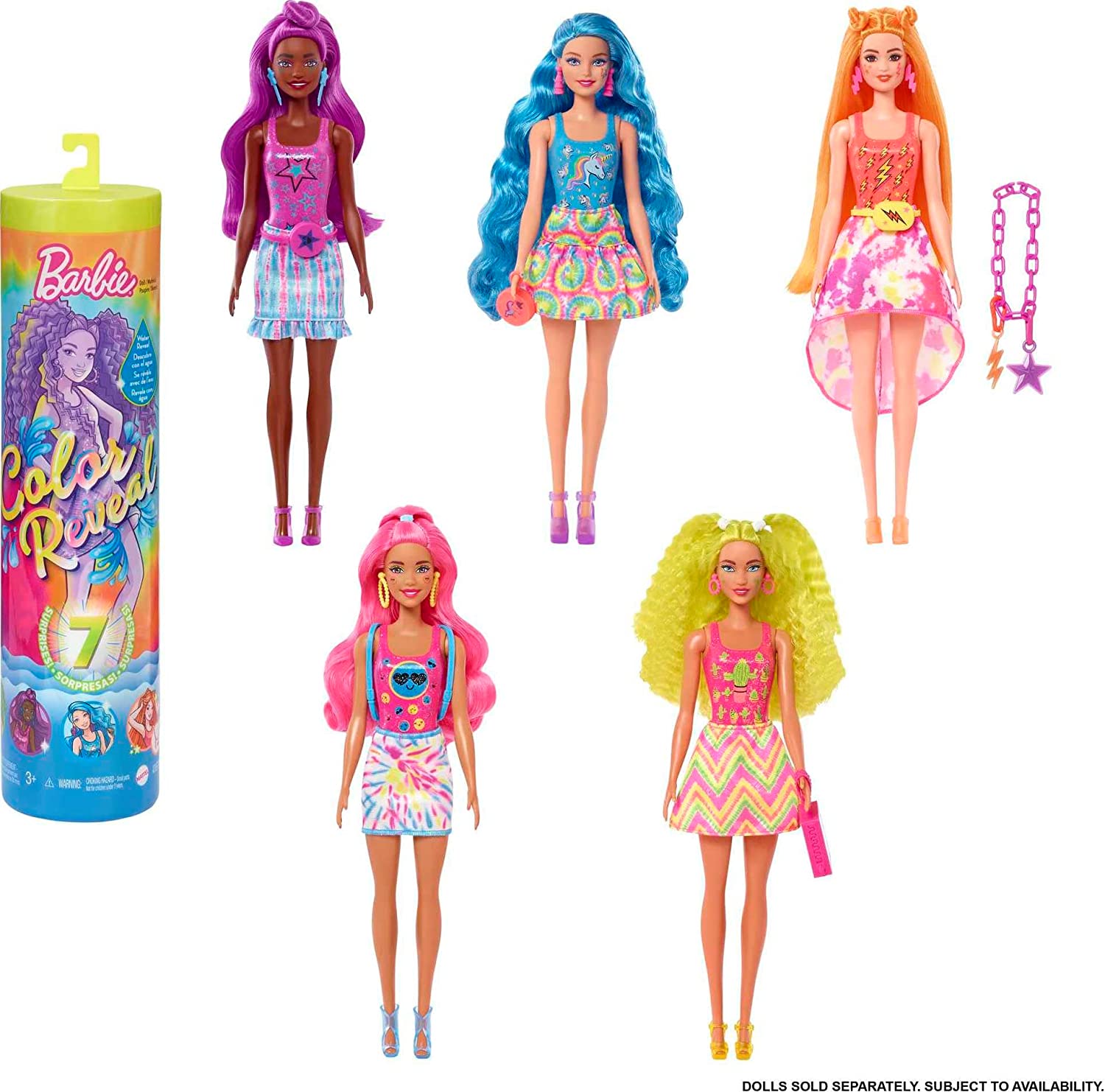 кукла Барби Неон Колор Ревил Сюрприз Barbie Color Reveal Neon Tie-Dye Series (HCC67)