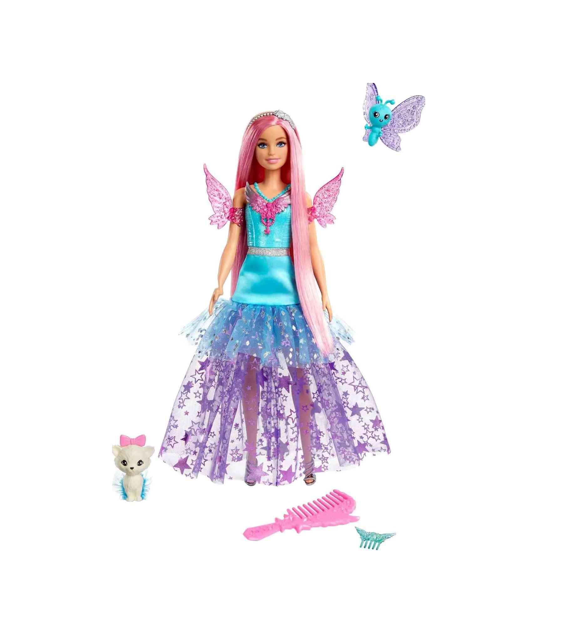 Кукла Barbie Malibu Doll with Two Fairytale Pets and Fantasy Dress, Barbie A Touch of Magic Барби Малибу с двумя сказочными домашними животными и фантазийным платьем (HLC32) 1 Кукла Барби «Малибу» с двумя сказочными домашними животными и фантазийным платьем Barbie Doll with Two Fairytale Pets and Fantasy Dress, Barbie “Malibu” Doll from Barbie A Touch of Magic (HLC32)