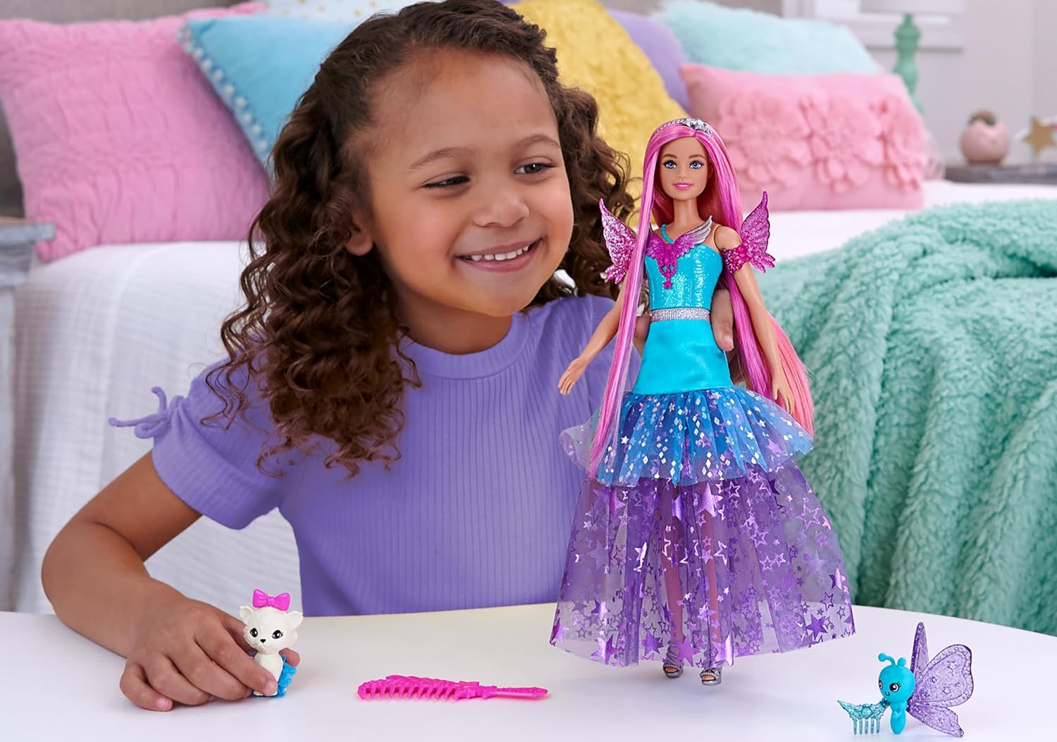 Кукла Barbie Malibu Doll with Two Fairytale Pets and Fantasy Dress, Barbie A Touch of Magic Барби Малибу с двумя сказочными домашними животными и фантазийным платьем (HLC32) 5 Кукла Barbie Malibu Doll with Two Fairytale Pets and Fantasy Dress, Barbie A Touch of Magic Барби Малибу с двумя сказочными домашними животными и фантазийным платьем (HLC32) - Зображення 5