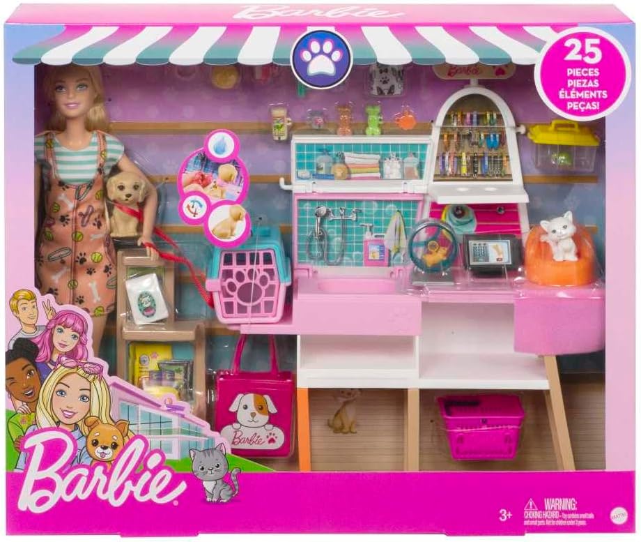 Ігровий набір з лялькою Barbie Blonde and Pet Boutique Зоомагазин Барбі (HTJ19)