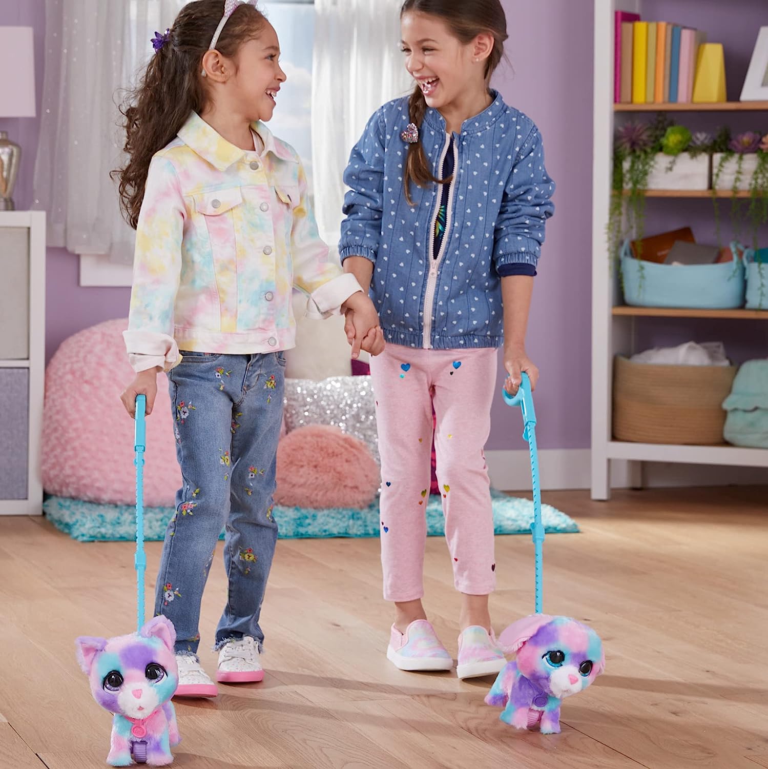 Інтерактивна іграшка FurReal Walkalots Big Wags Cotton and Candy Hasbro щеня та кошеня на повідку (‎F2603) - Зображення 4