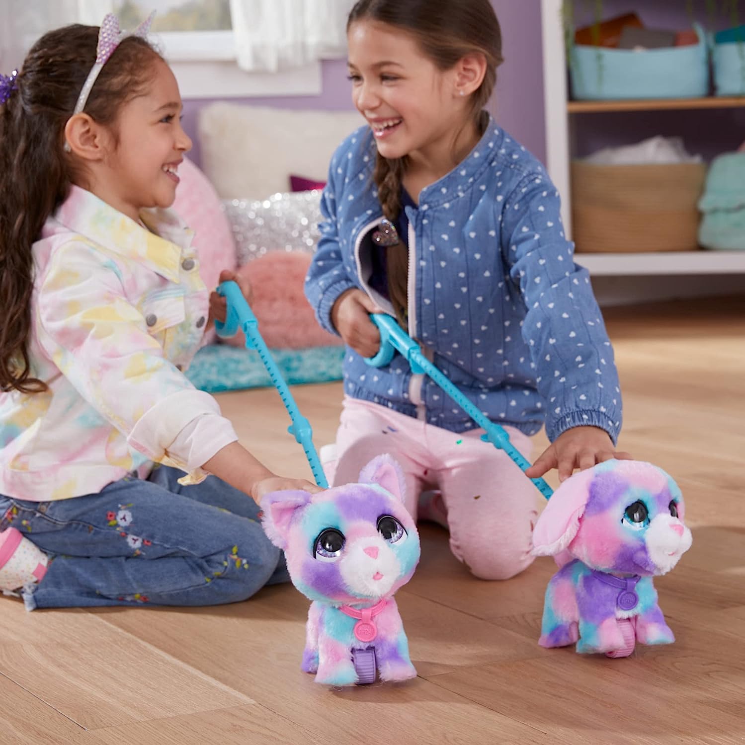 Інтерактивна іграшка FurReal Walkalots Big Wags Cotton and Candy Hasbro щеня та кошеня на повідку (‎F2603) - Зображення 6
