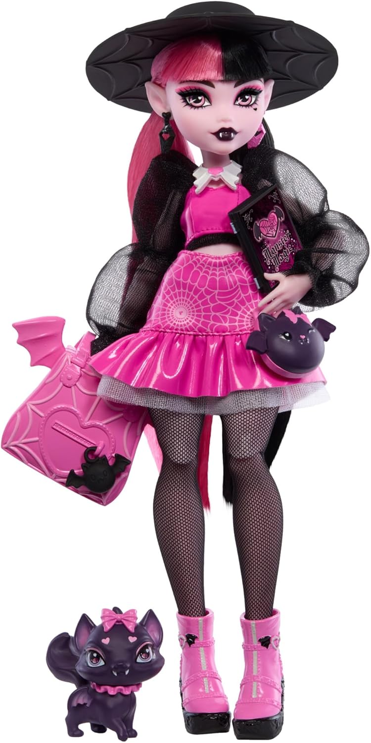 Кукла Monster High Draculaura Bat-Cat Монстер Хай Дракулаура с питомцем Бэт-Котом Графом Фабьюлосом (HRP64) 3 Кукла Monster High Draculaura Bat-Cat Монстер Хай Дракулаура с питомцем Бэт-Котом Графом Фабьюлосом (HRP64) - Зображення 3