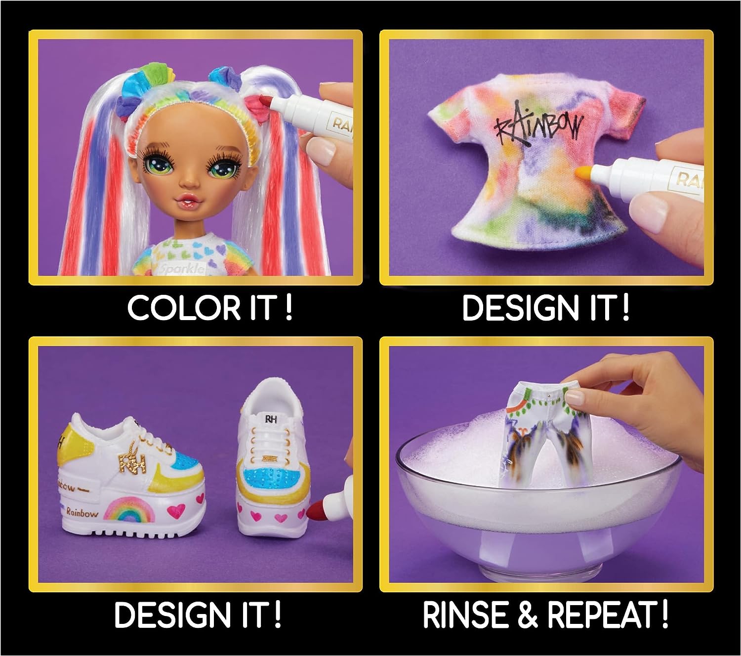 Кукла Rainbow High Color & Create Fashion DIY Doll with Green Eyes Рейнбоу Хай Раскрась и создай Куклу сам! (500407EUC) - Зображення 4