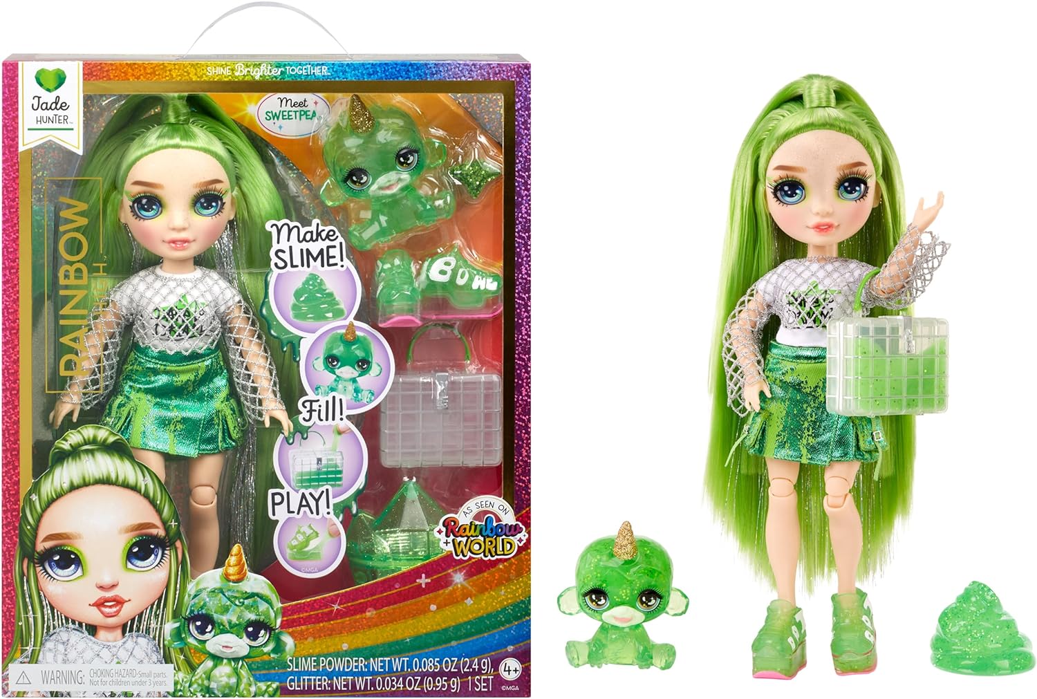 Кукла Rainbow High Jade Green with Slime Kit & Pet Рейнбоу Хай Джейд Хантер Слайм (503408)